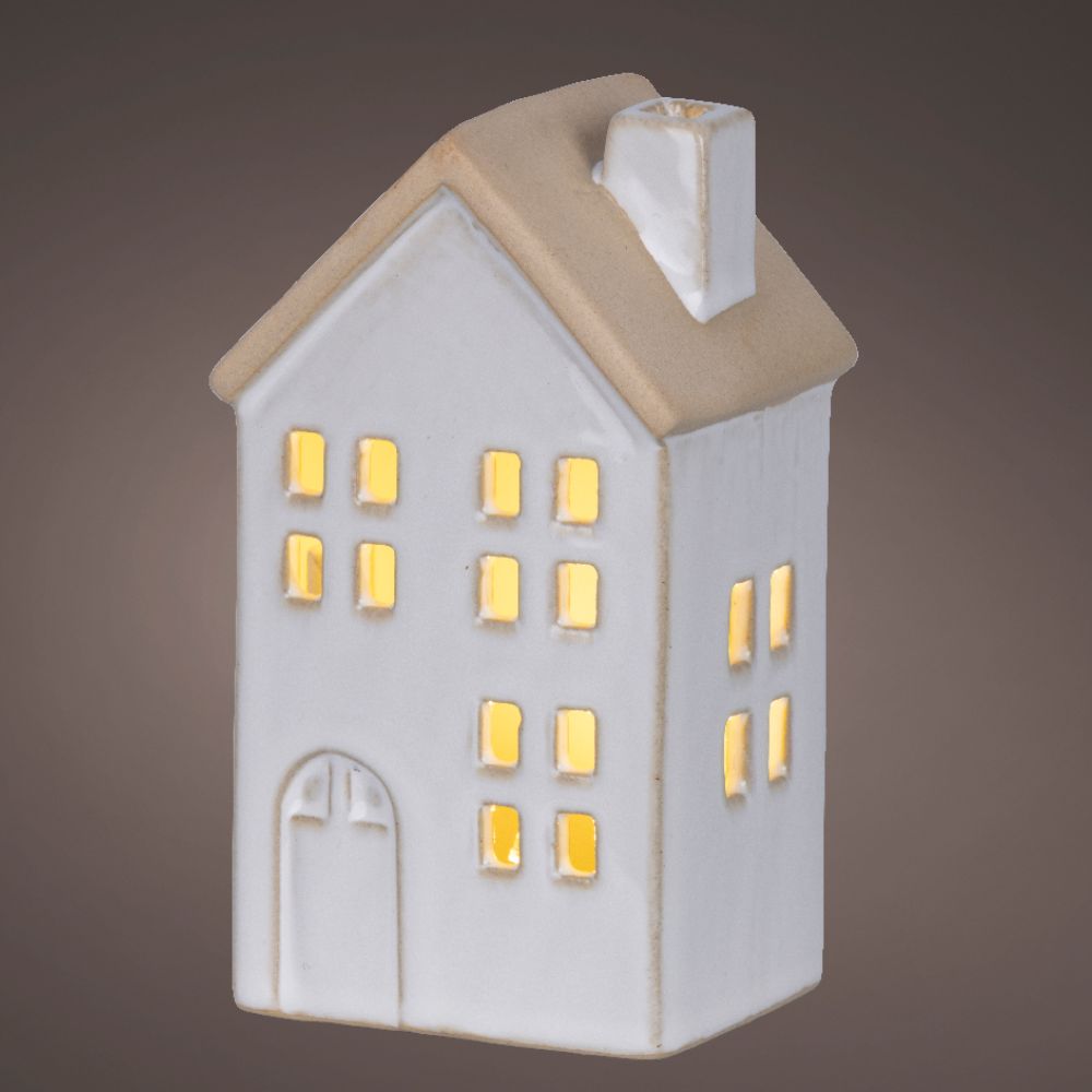 Lumineo 12cm White LED Porcelain House