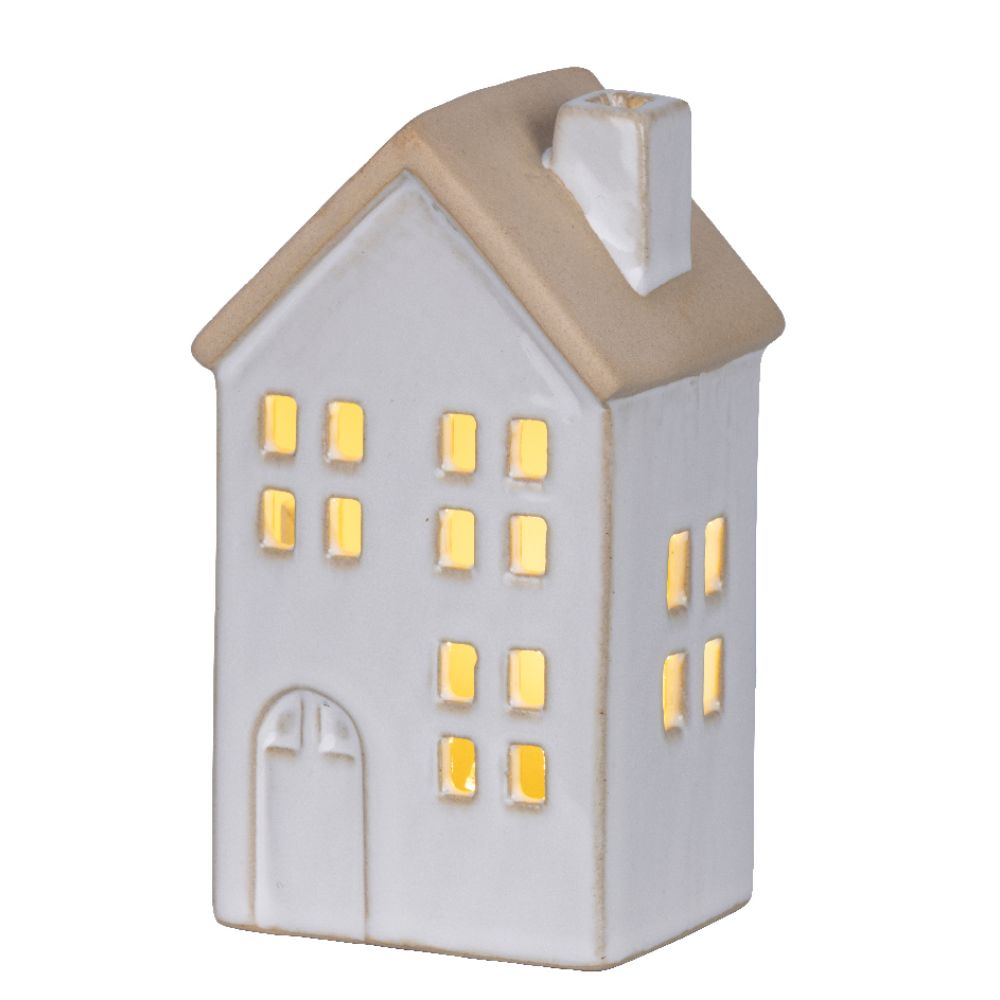 Lumineo 12cm White LED Porcelain House