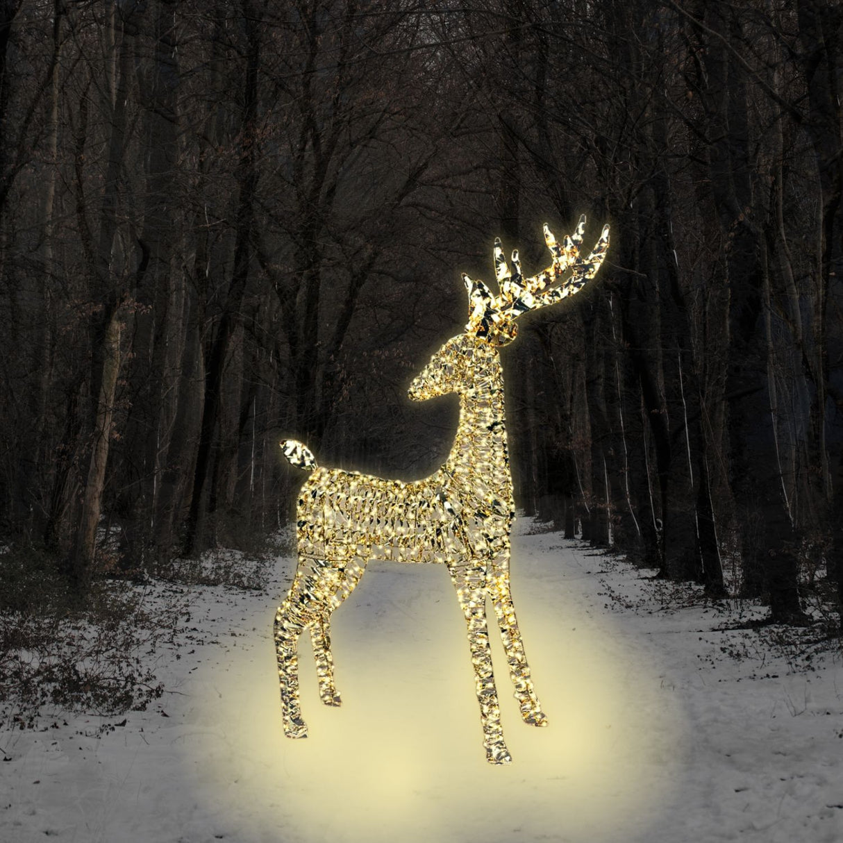 Lumineo 130cm Warm White LED Lit Gold Twist Frame Reindeer Decoration - 960 LEDs