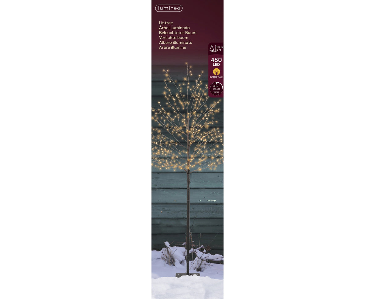 Lumineo 150cm Classic Warm Micro LED Tree - Black Frame - 505325