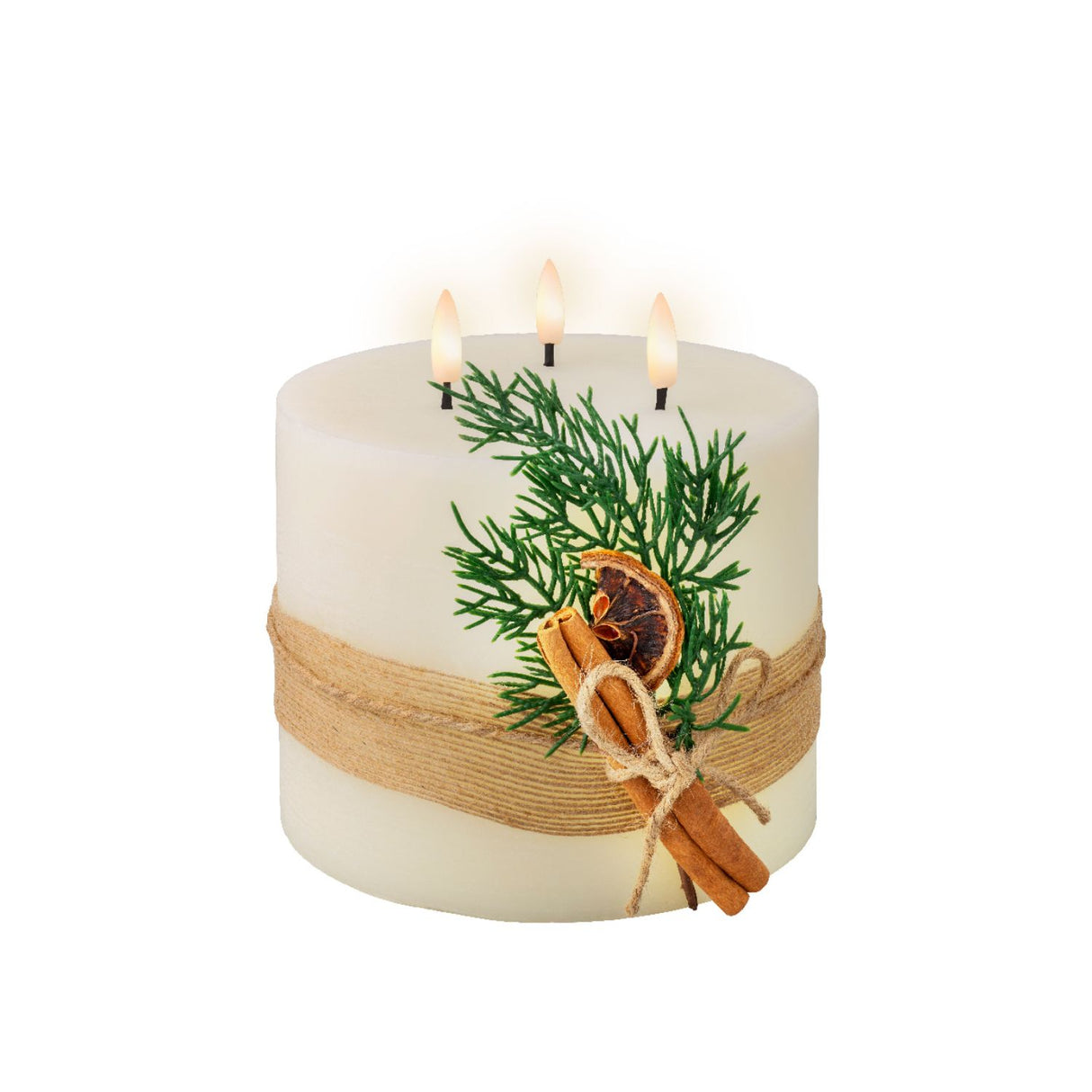 Lumineo 15cm LED Wax Candle with Christmas Leafs