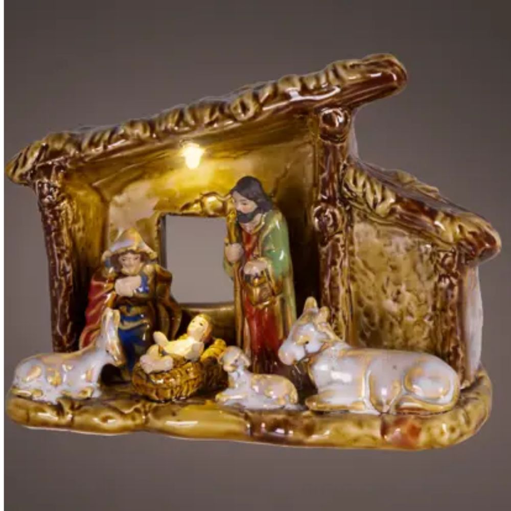 Lumineo 15cm Micro LED Porcelain Nativity Set