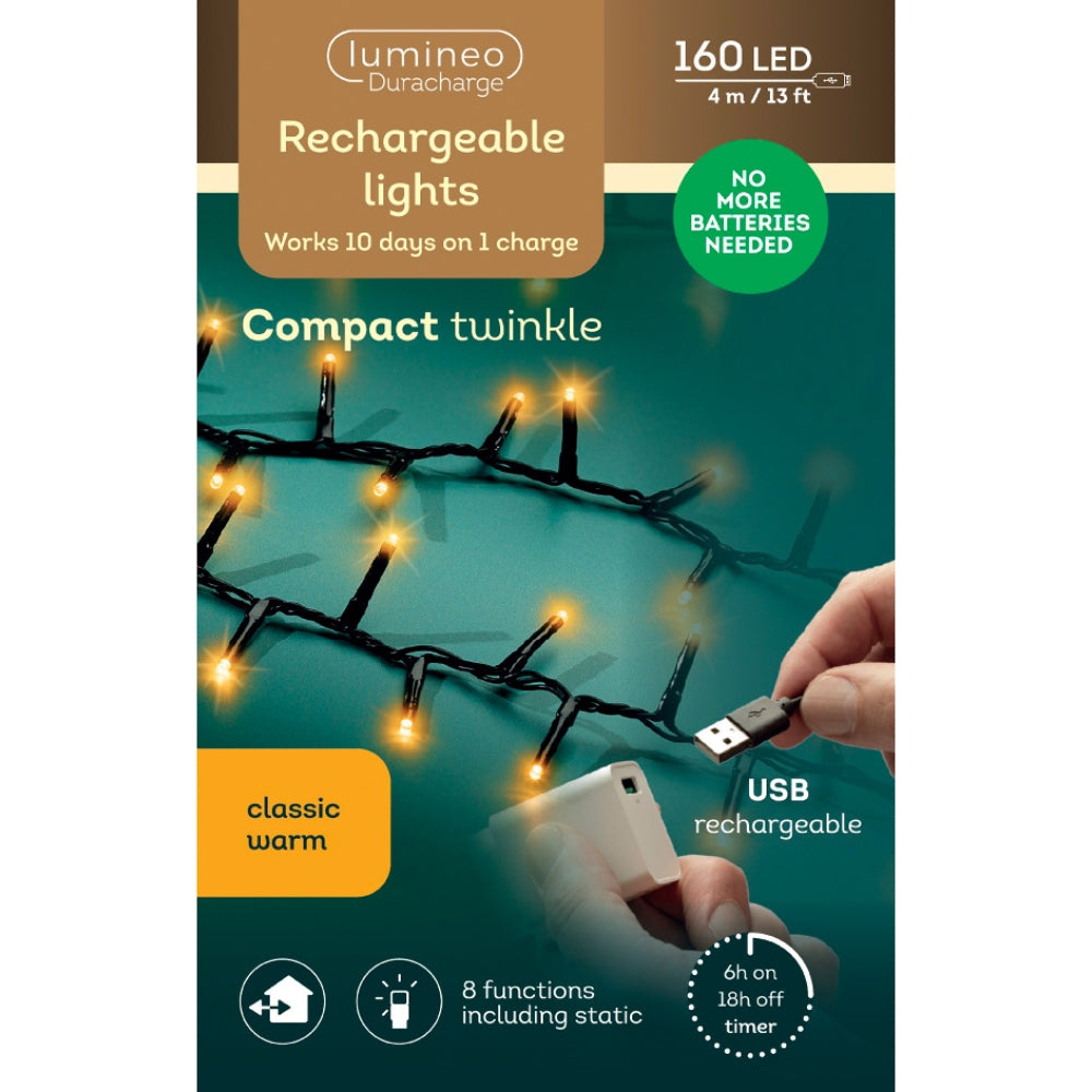 Lumineo 160 Classic Warm LED Rechargeable Compact Lights (4m)