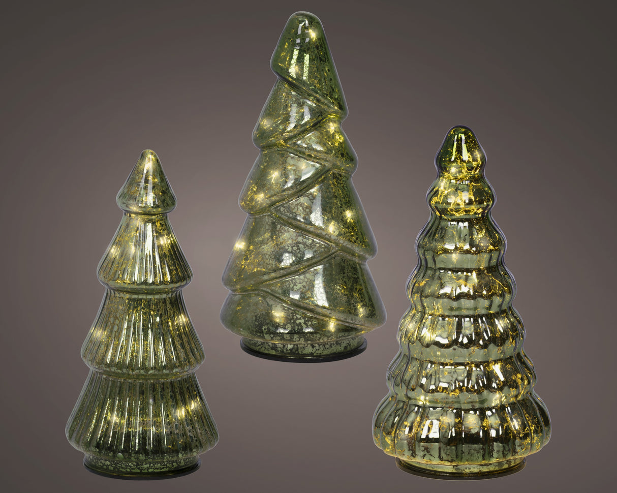 Lumineo 17.5cm Micro LED Steady Glass Tree - (Choice of 3) - Warm White - Green - 489513