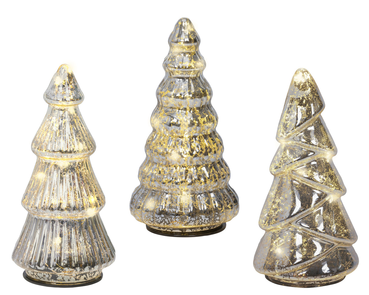 Lumineo 17.5cm Micro LED Steady Glass Tree - (Choice of 3) - Warm White - Silver - 489511