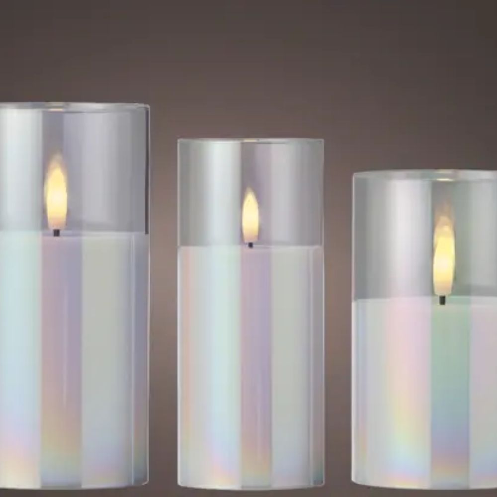 Lumineo 17cm Glass Cylinder LED Wick Candles