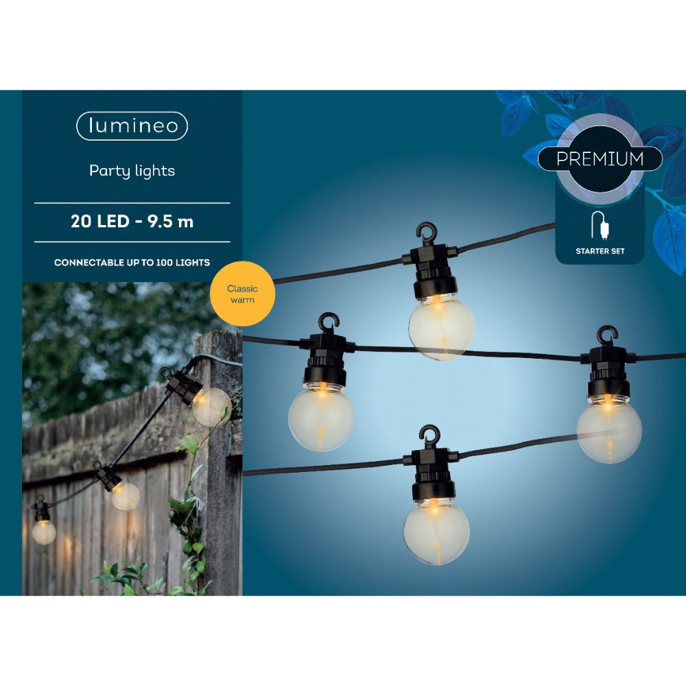 Lumineo 20 LED Classic White Light Outdoor Bulb Party Lights