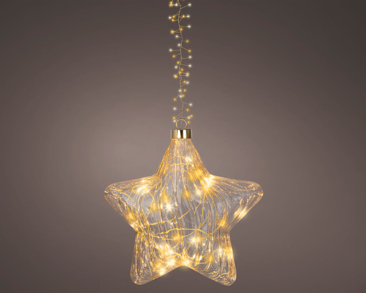 Lumineo 20cm Flashing Micro LED Hanging Star - Warm White/Classic Warm - 480053
