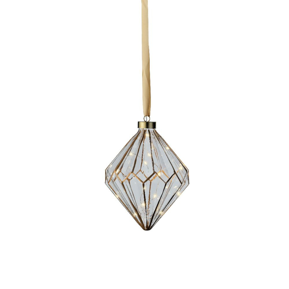 Lumineo 20cm Led Hanging Glass Diamond