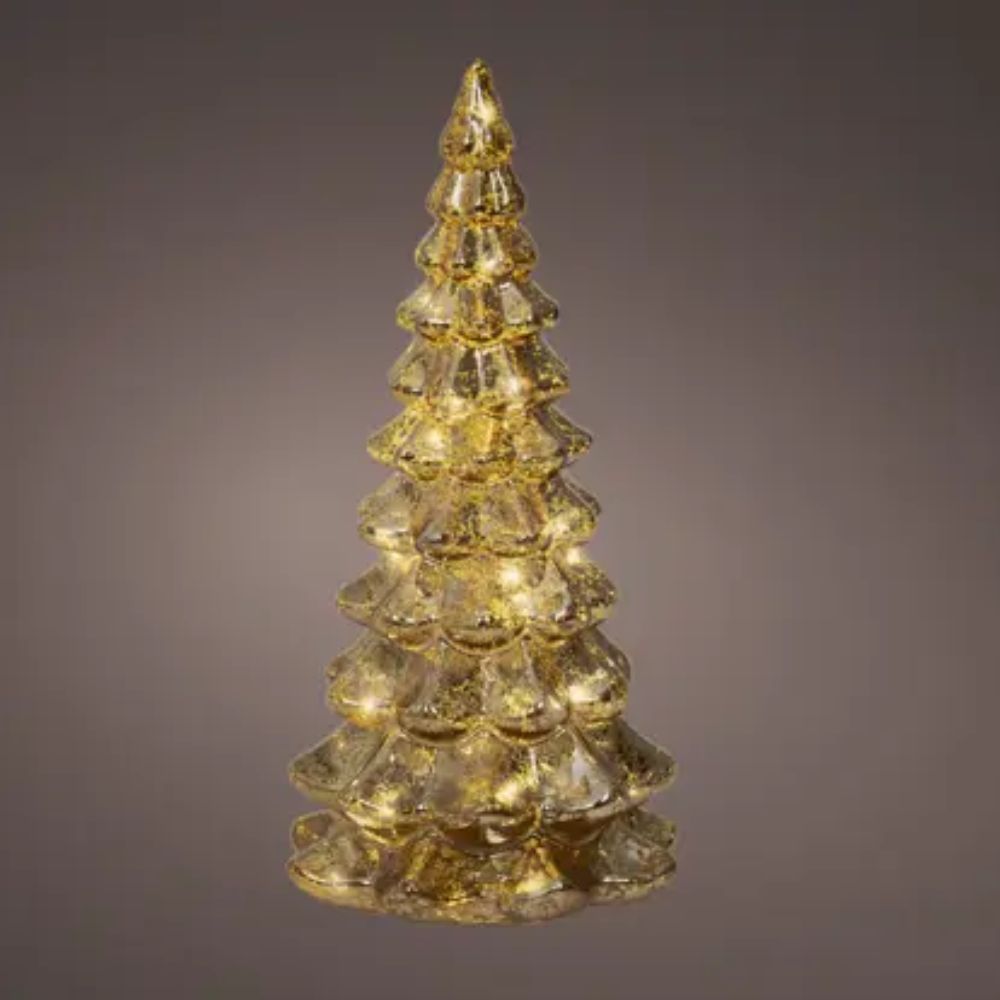 Lumineo 21cm Gold Micro LED Glass Tree