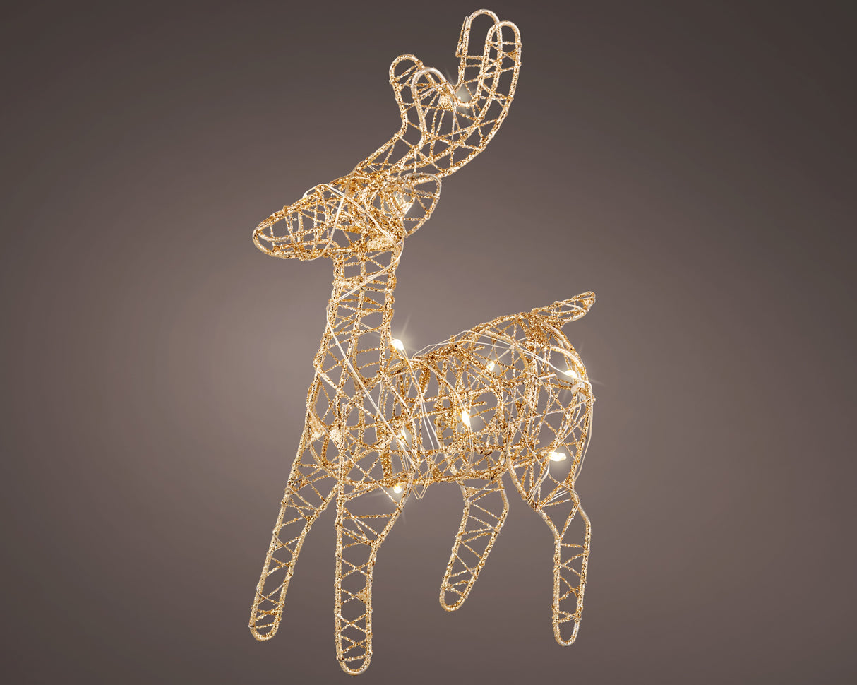 Lumineo 21cm Micro LED Indoor Metal Reindeer Frame - Warm White - Gold