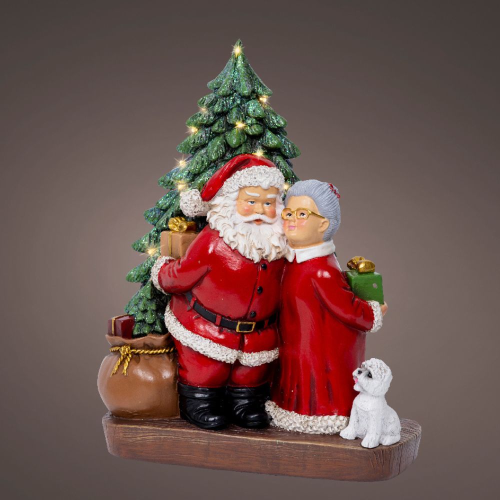 Lumineo 24cm Micro LED Polyresin Santa Ornament