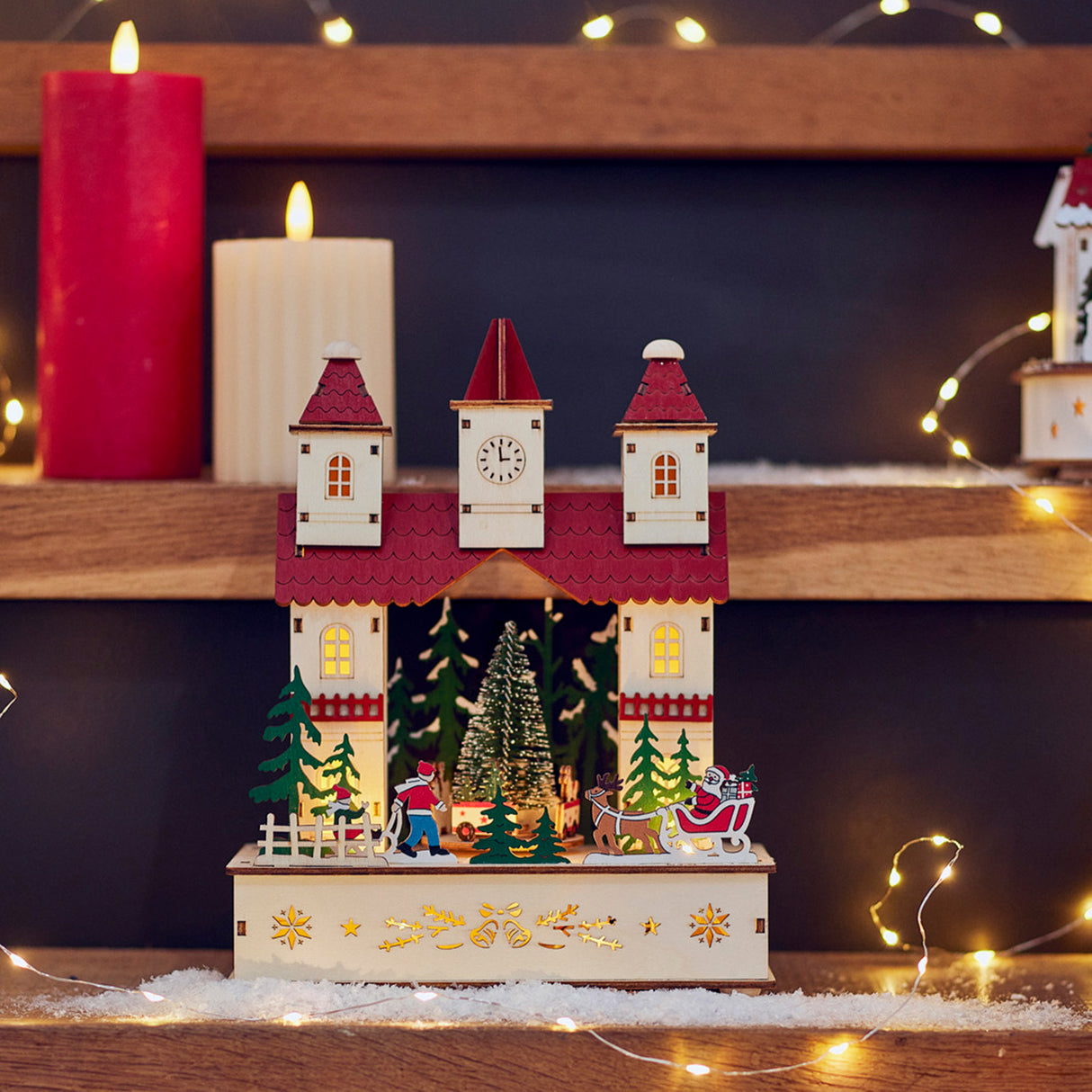 Lumineo 25.5cm Church LED Wooden Christmas Village Silhouette - 487364