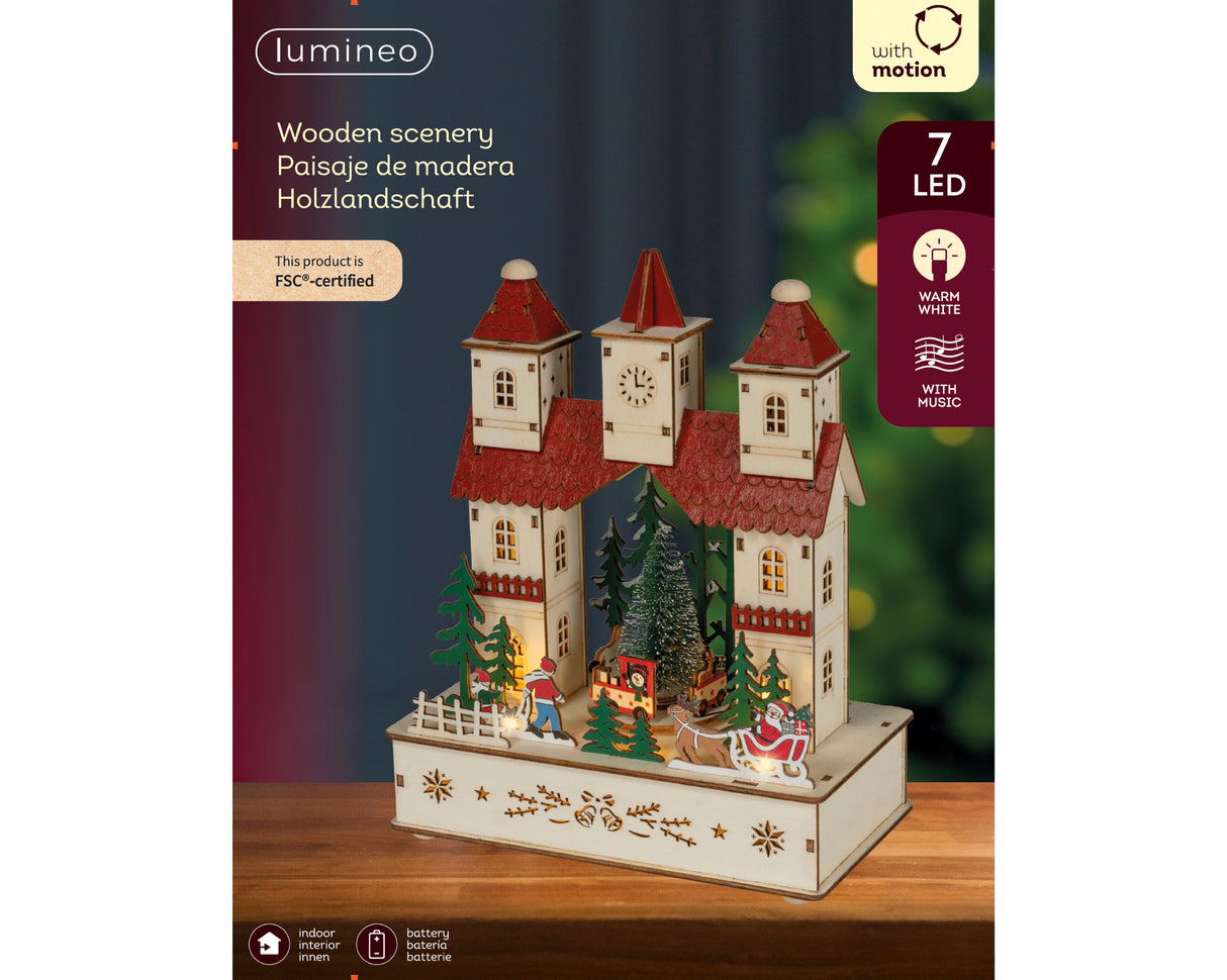Lumineo 25.5cm Church LED Wooden Christmas Village Silhouette - 487364