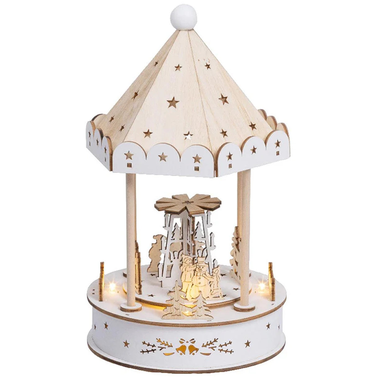 Lumineo 26cm Wooden Christmas Gazebo LED Scene