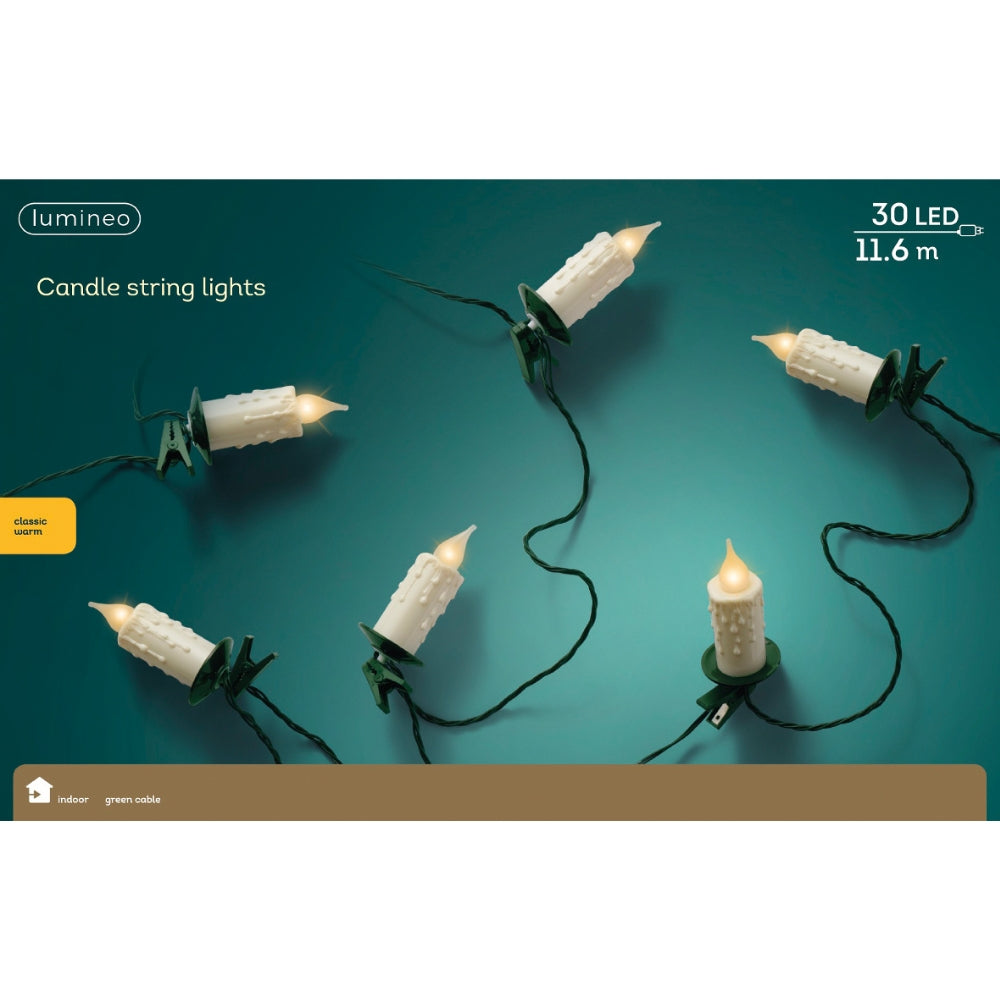 Lumineo 30 Classic Warm LED Candle String Lights (11.6m)