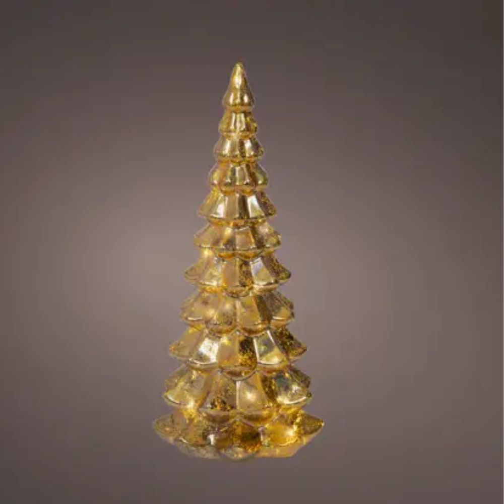Lumineo 32cm Gold Micro LED Glass Tree