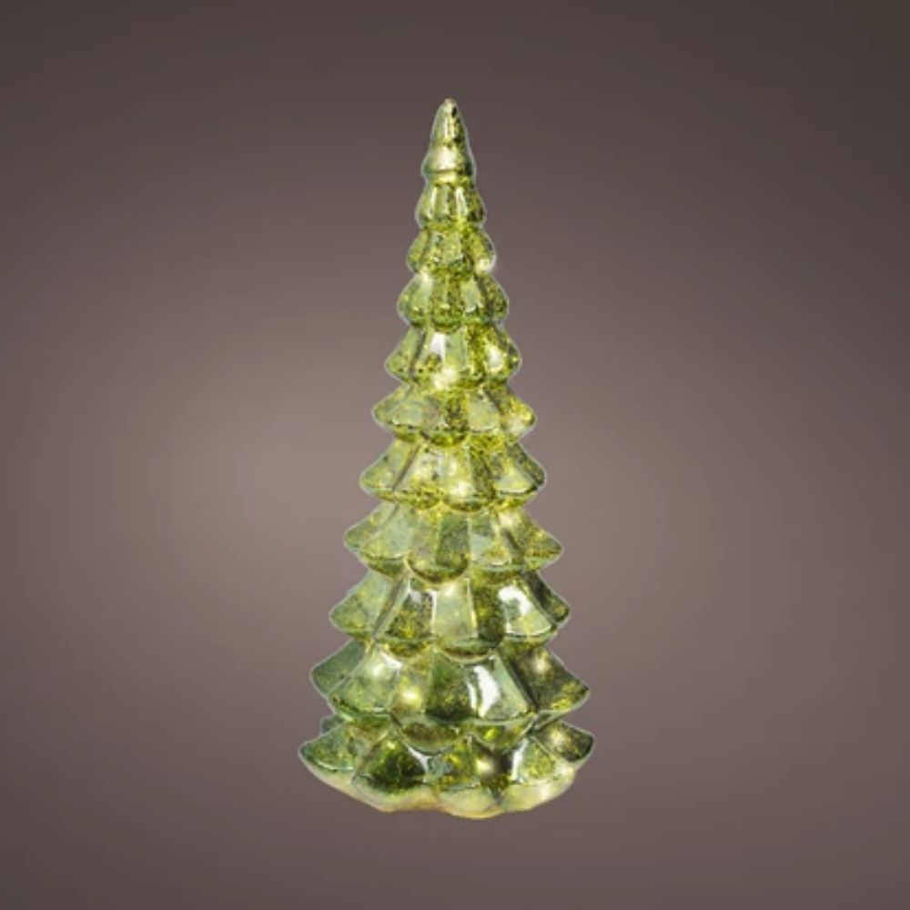 Lumineo 32cm Green Micro LED Glass Tree