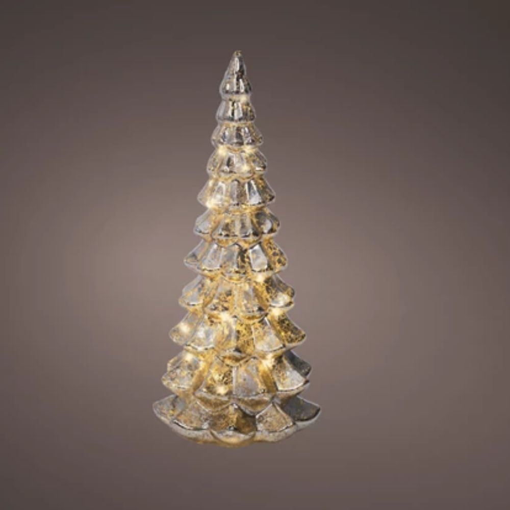 Lumineo 32cm Silver Micro LED Glass Tree