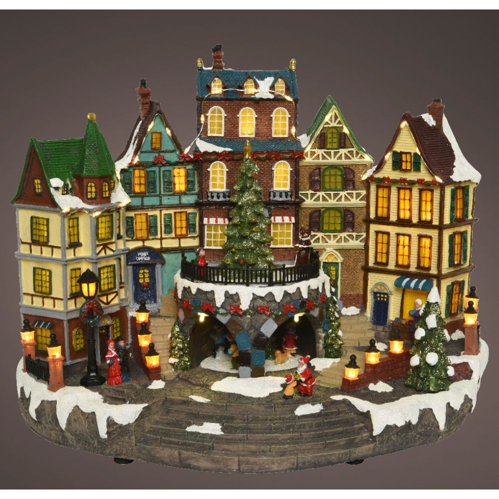Lumineo 40cm LED Christmas Village Town Centre - Battery Operated