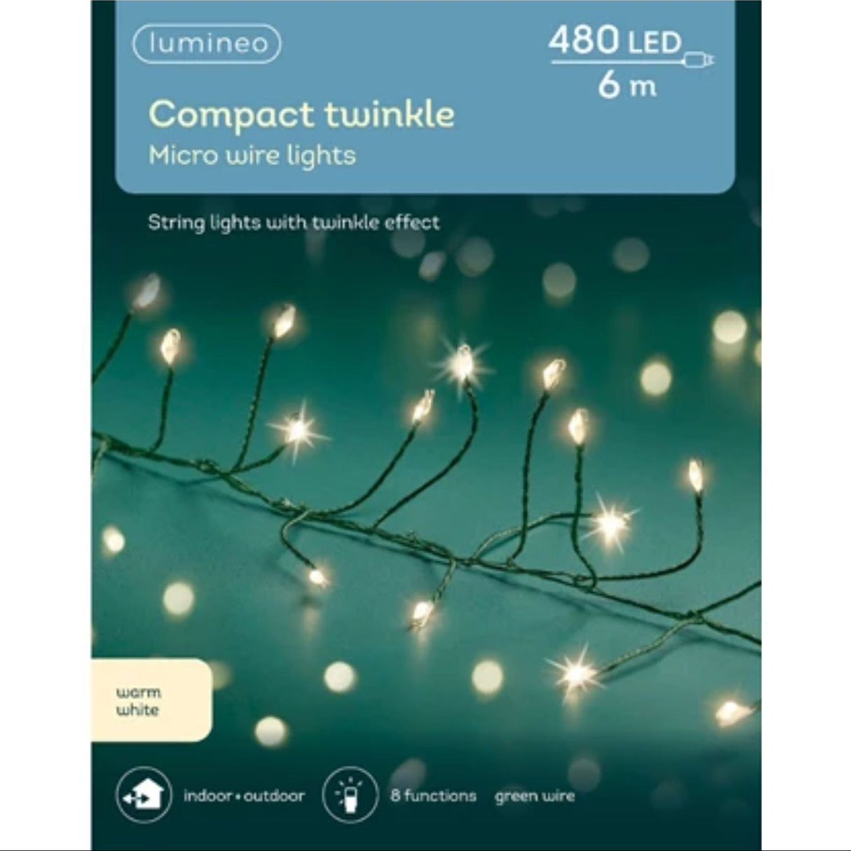 Lumineo 480 Warm White Micro LED Compact Wire Christmas Lights (6m)