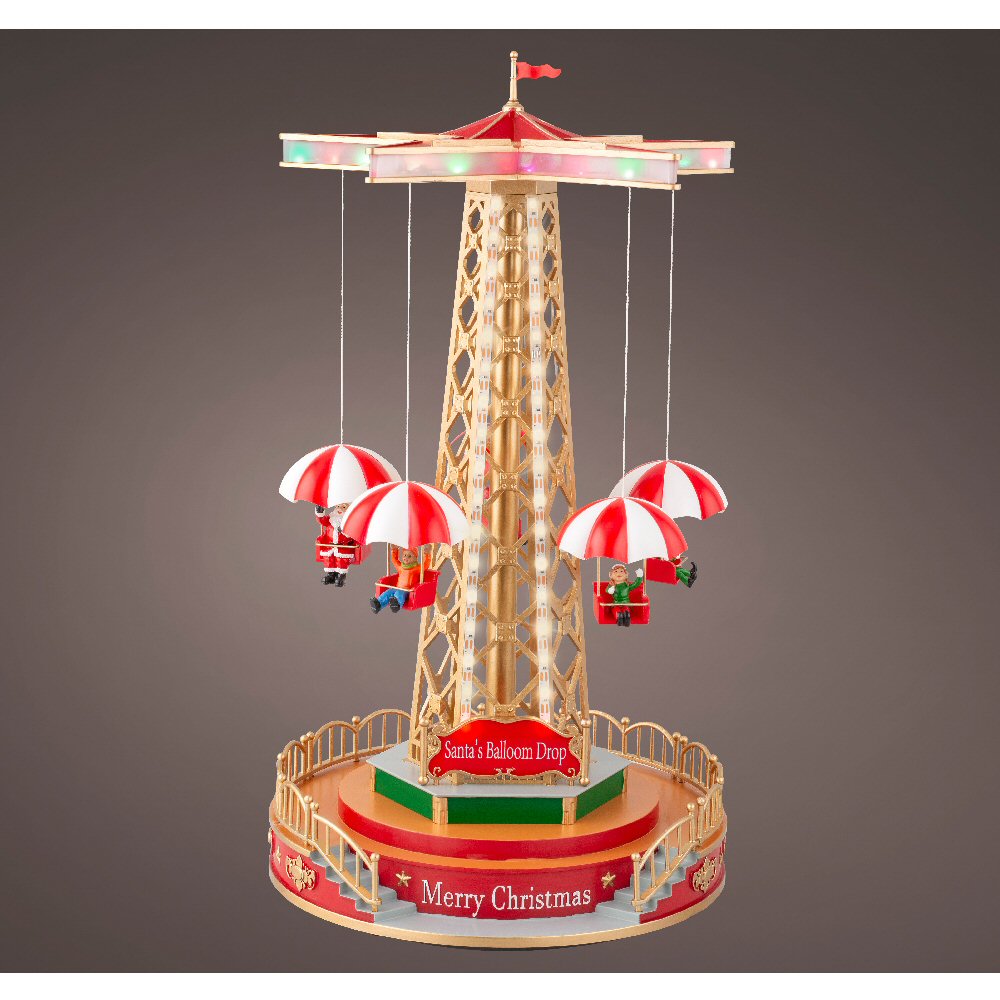 Lumineo 49cm Christmas Village Parachute Ride Fair Scene