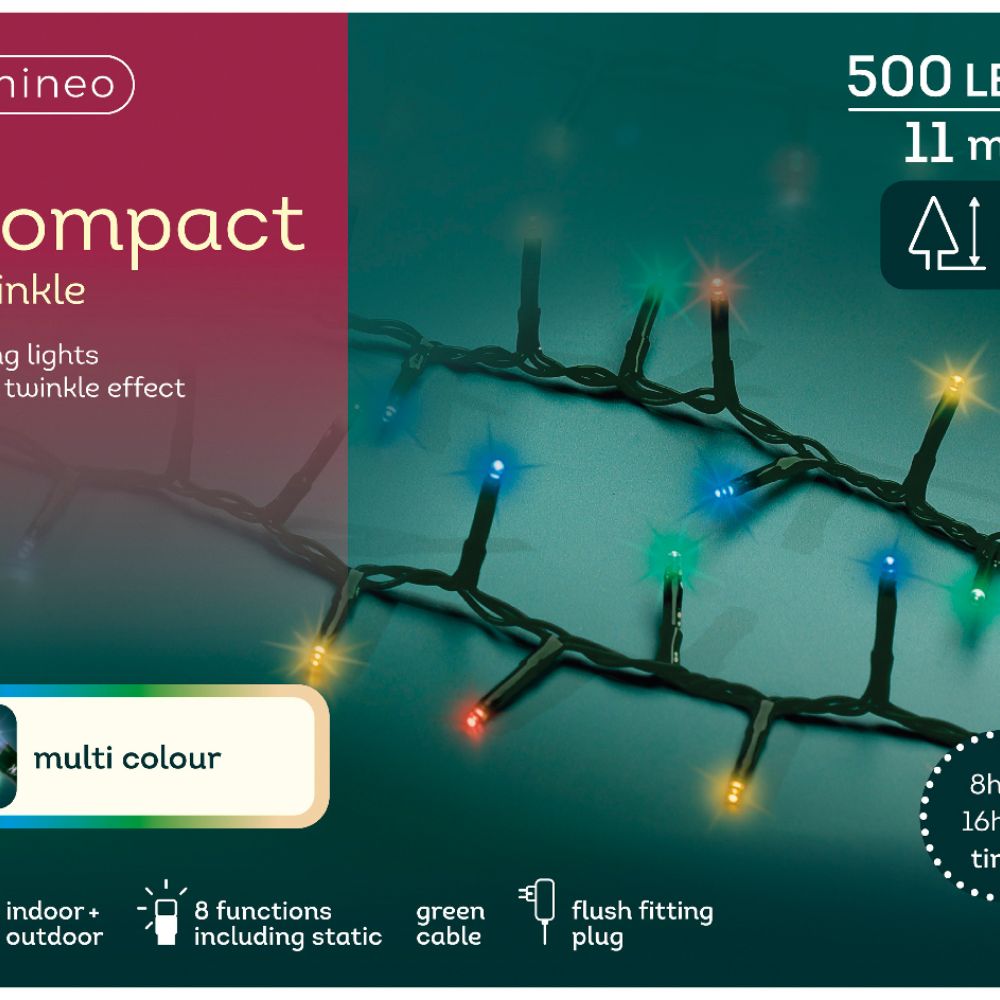 Lumineo 500 Multi Coloured LED Compact Christmas Lights (11m)