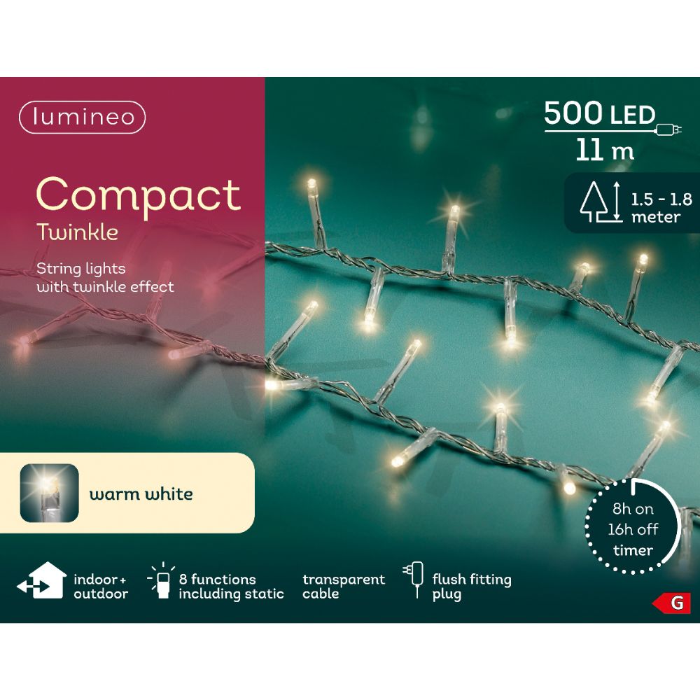 Lumineo 500 Warm White LED Compact Christmas Lights (11m)