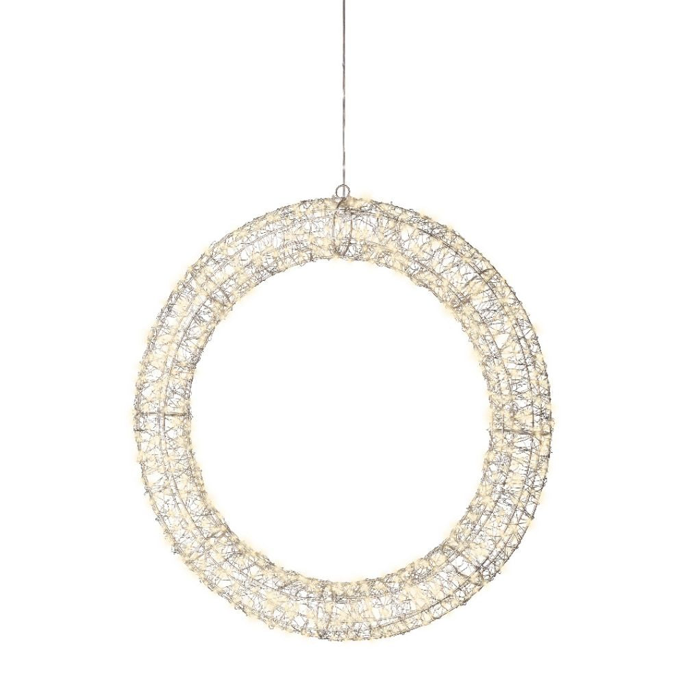 Lumineo 58cm Warm White LED Lit Metal Frame Wreath Decoration