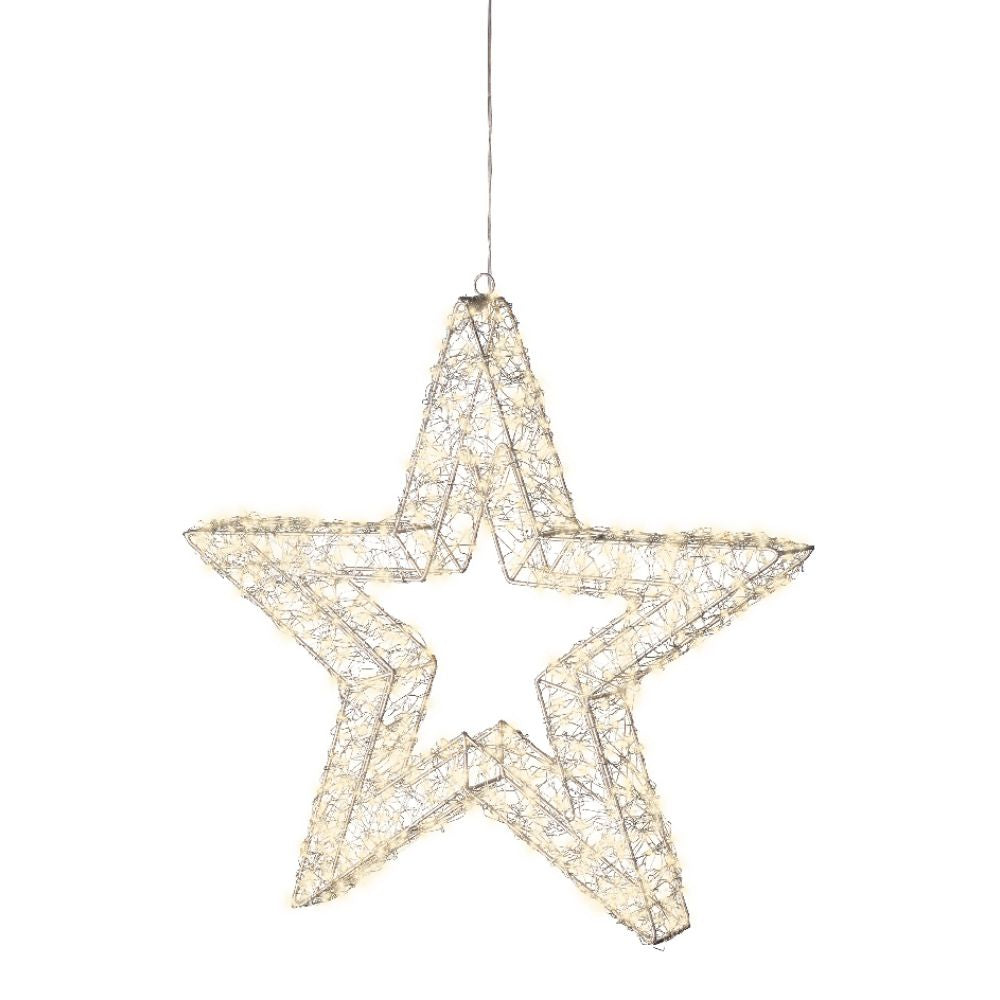 Lumineo 58cm Warm White LED Lit Silver Metal Frame Star Decoration