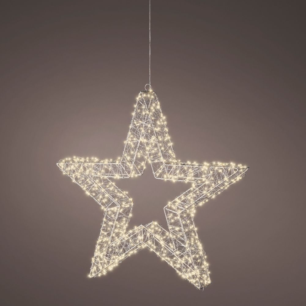 Lumineo 58cm Warm White LED Lit Silver Metal Frame Star Decoration
