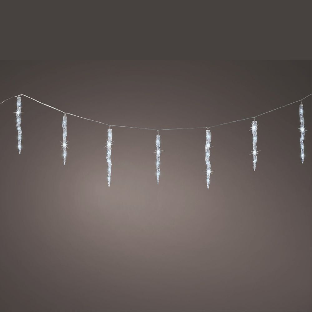 Lumineo 60 LED Classic Cool White Outdoor Icicle Lights