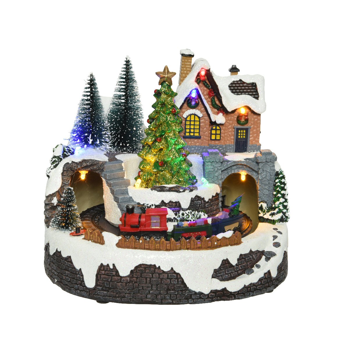 Lumineo 18cm Christmas Village LED Moving Train Scene (Choice of 4)