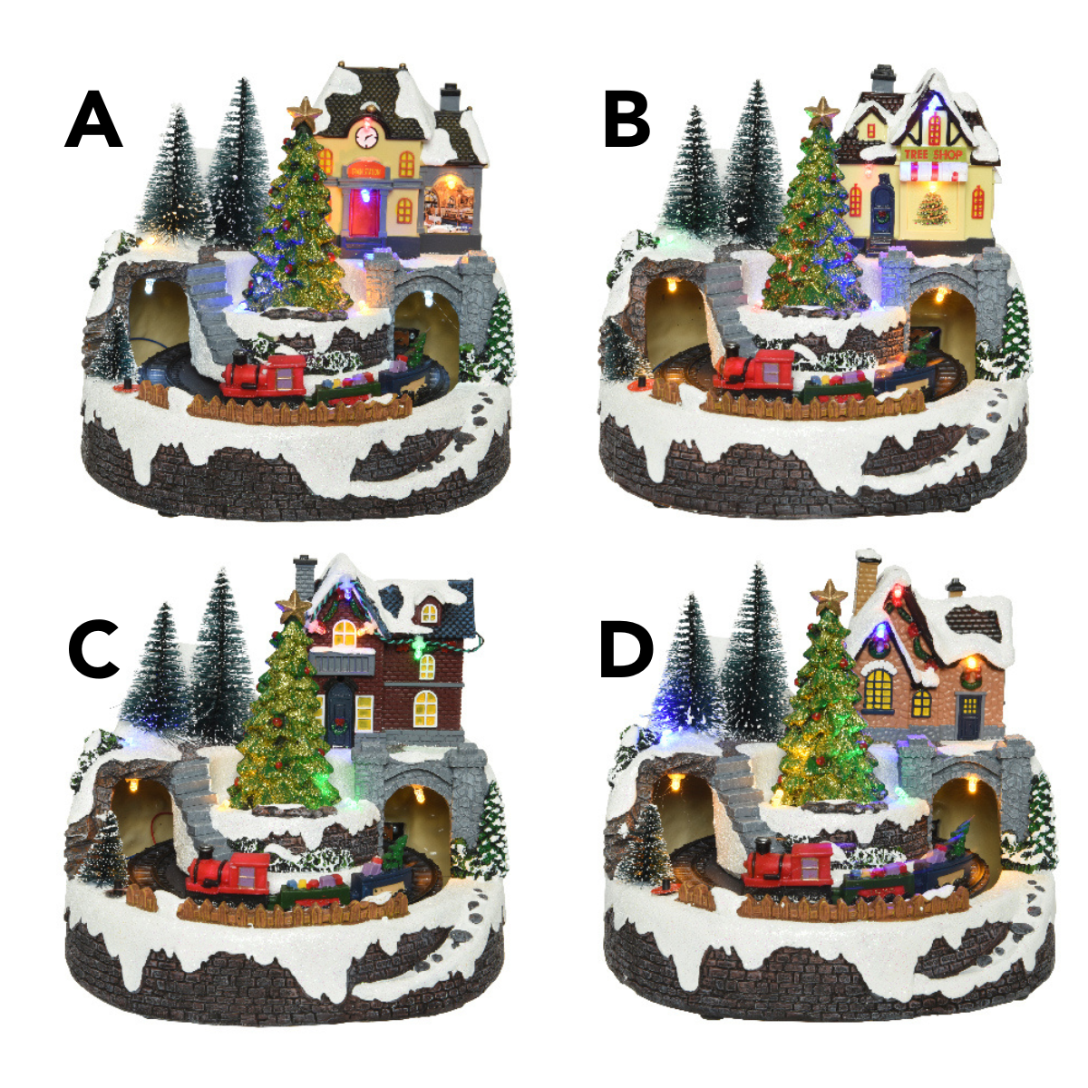Lumineo 18cm Christmas Village LED Moving Train Scene (Choice of 4)