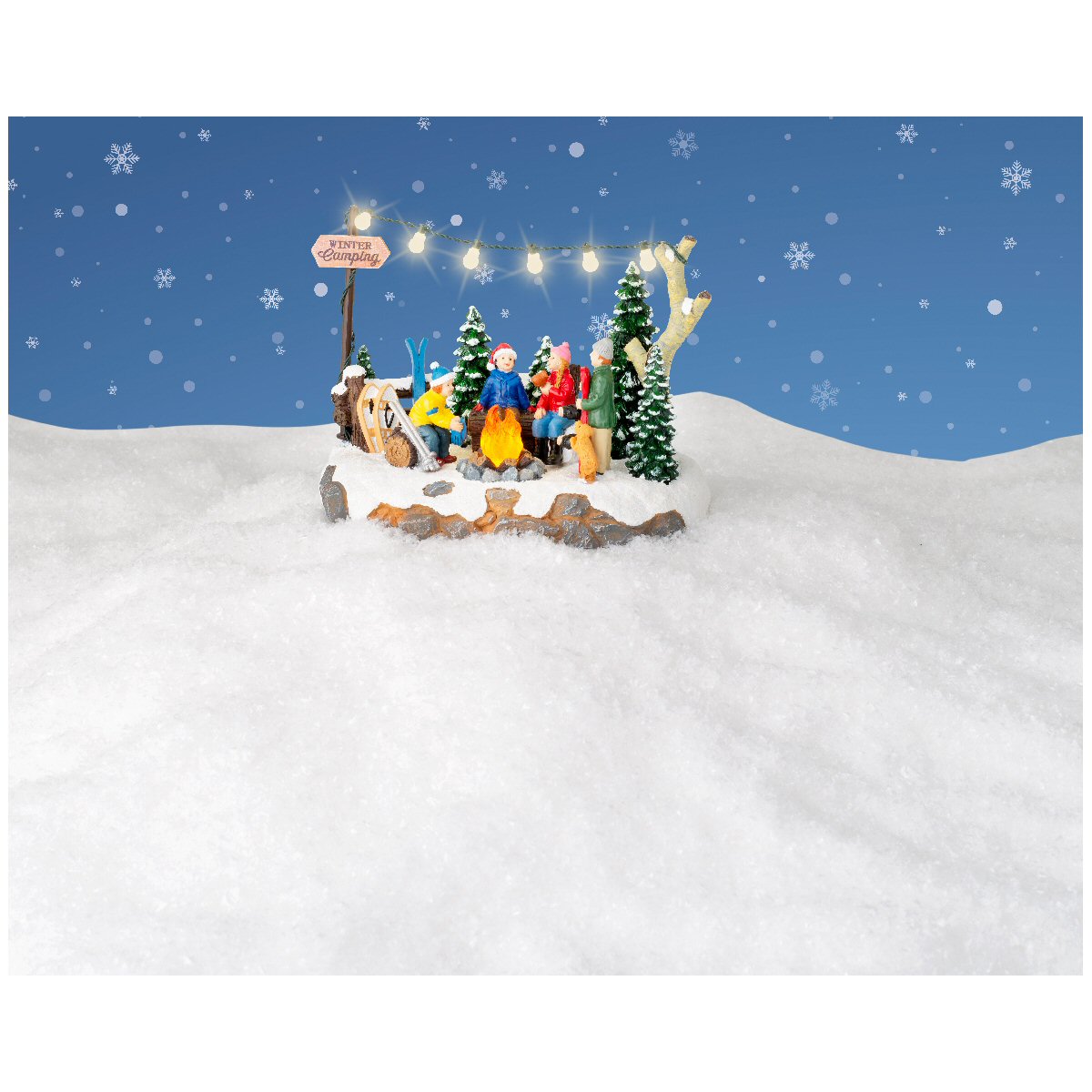 Lumineo 21cm Christmas Village Winter Campfire Scene