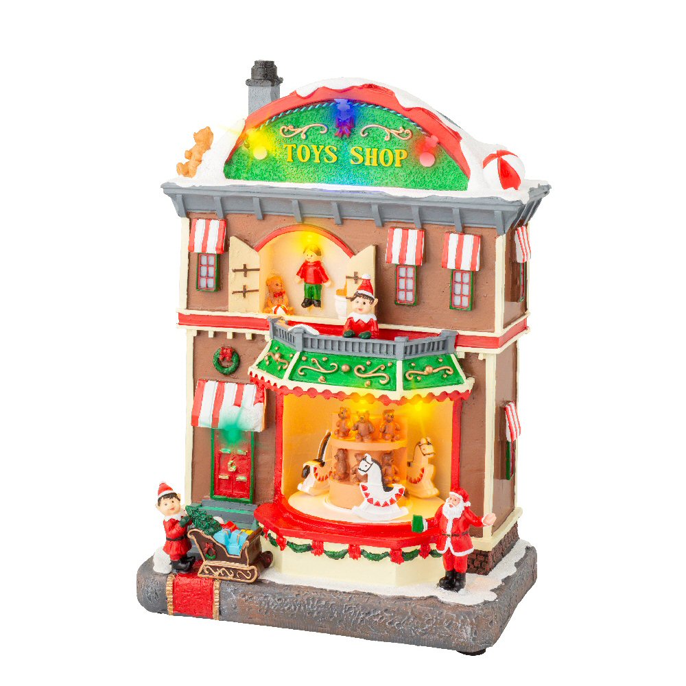 Lumineo 29cm LED Toys Shop Christmas Village Building