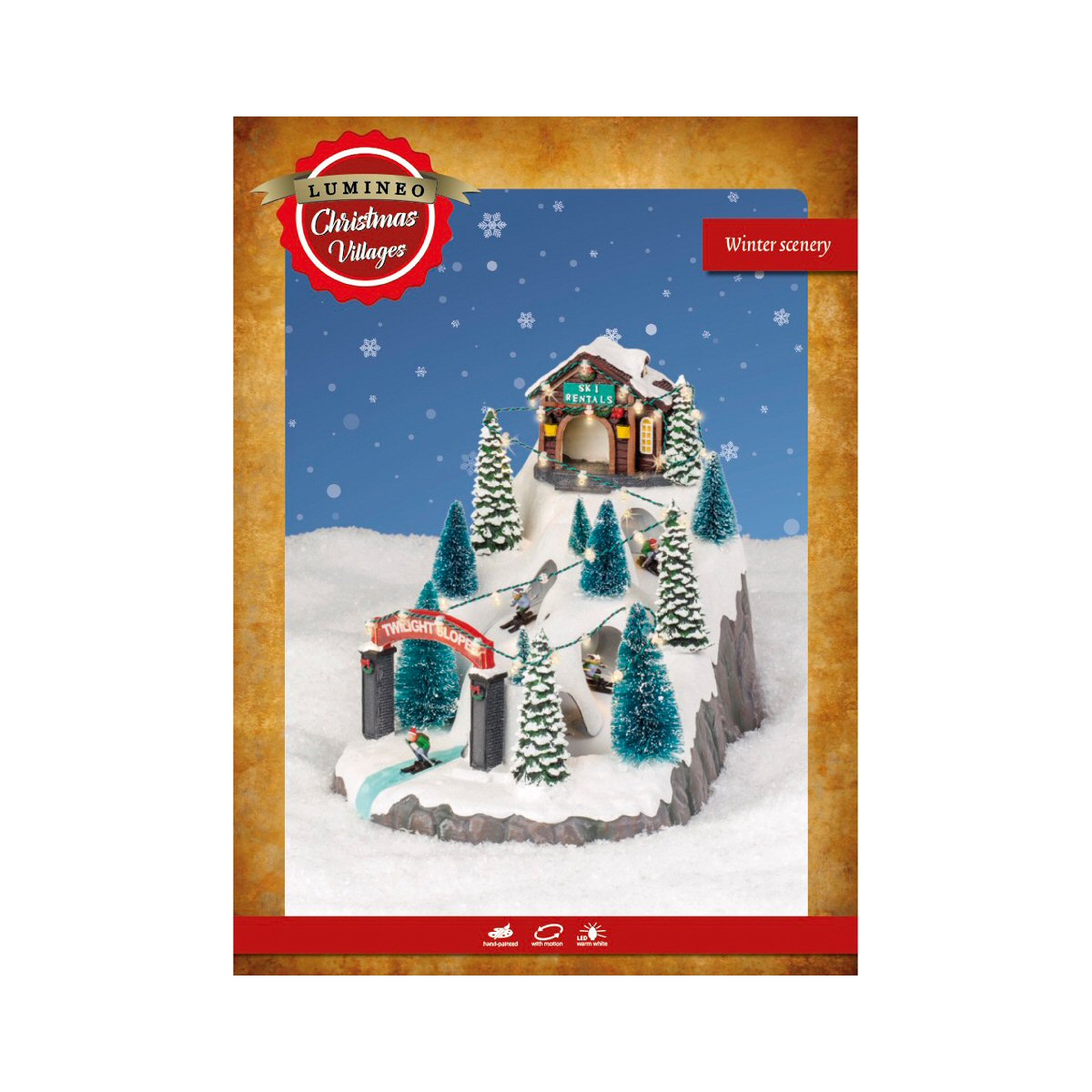 Lumineo 34cm Christmas Village LED Ski Slope Scene