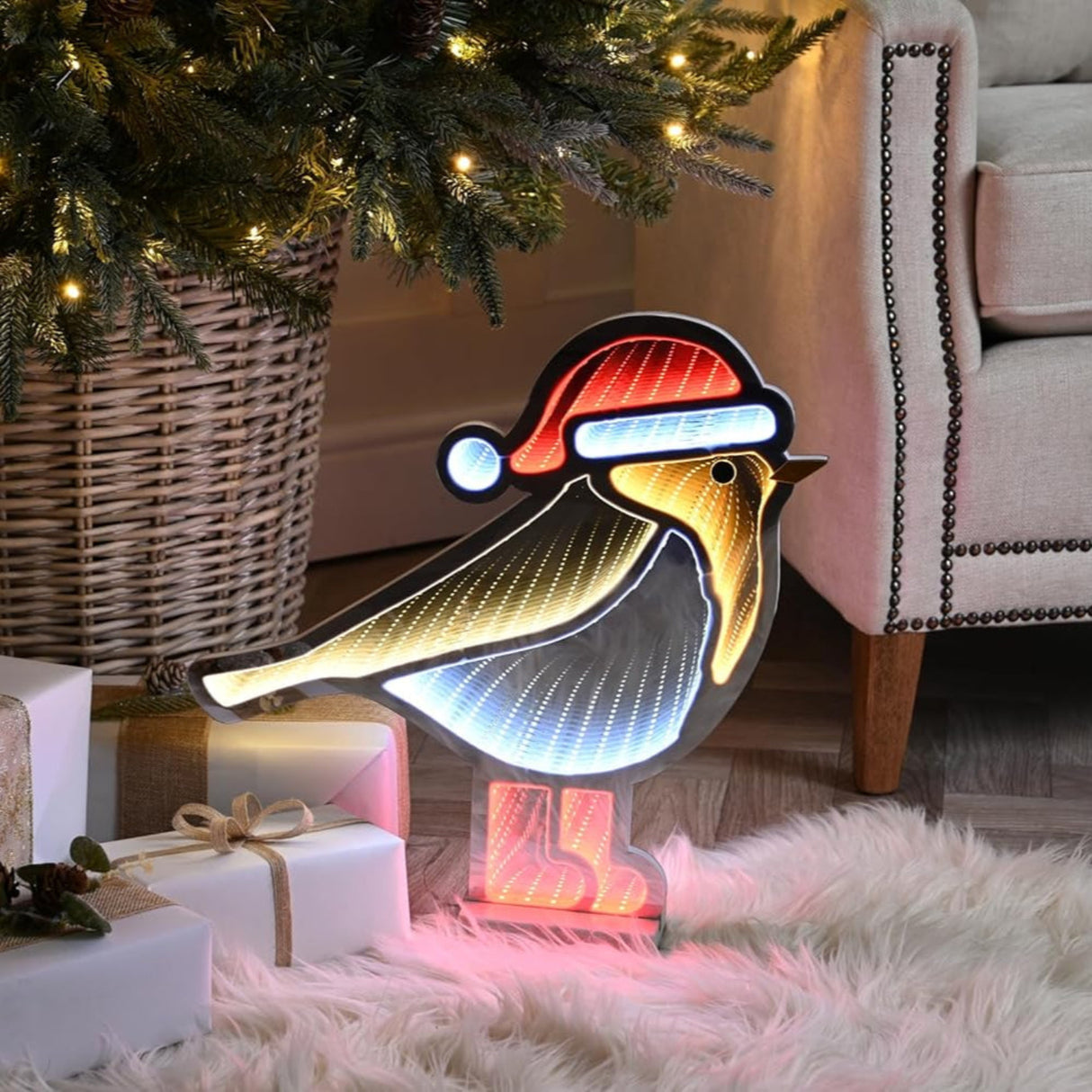 Lumineo 40cm 168 LED Red Boots Robin Infinity Mirror USB 3m cable 39.8x1.3x40cm