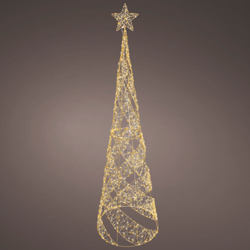 Lumineo 168cm Warm White Twist Frame Outdoor Tree - 960 Micro LED
