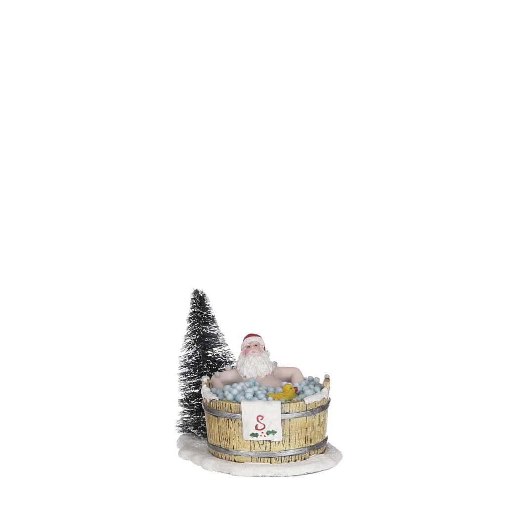 Luville Collectables 9cm Christmas Village Santa in a Hot Tub Ornament