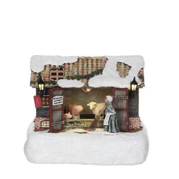 Luville Collectables Battery Operated Farm Shed Christmas Ornament