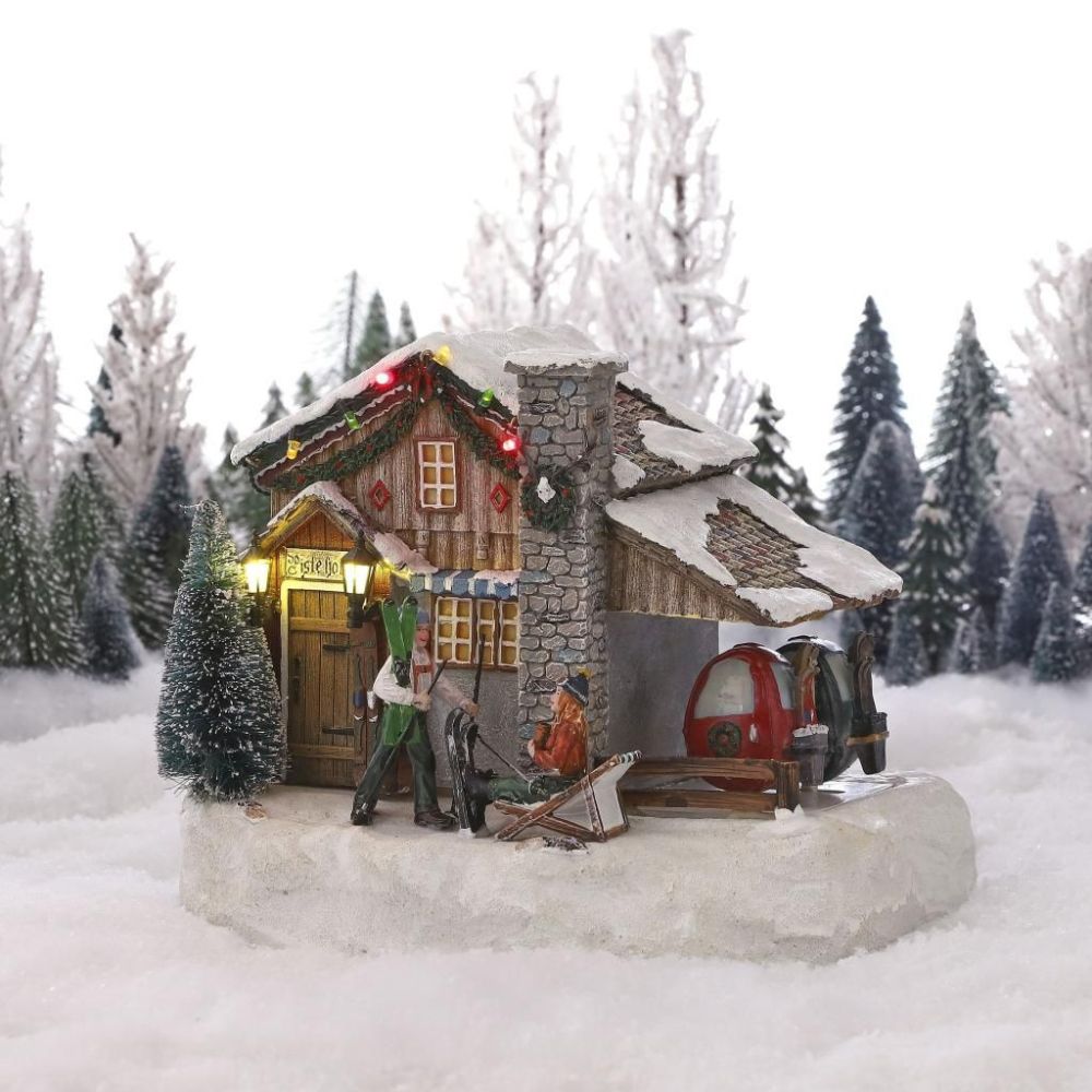 Luville 22cm Christmas Village Piste Hotel Scene - Battery Operated