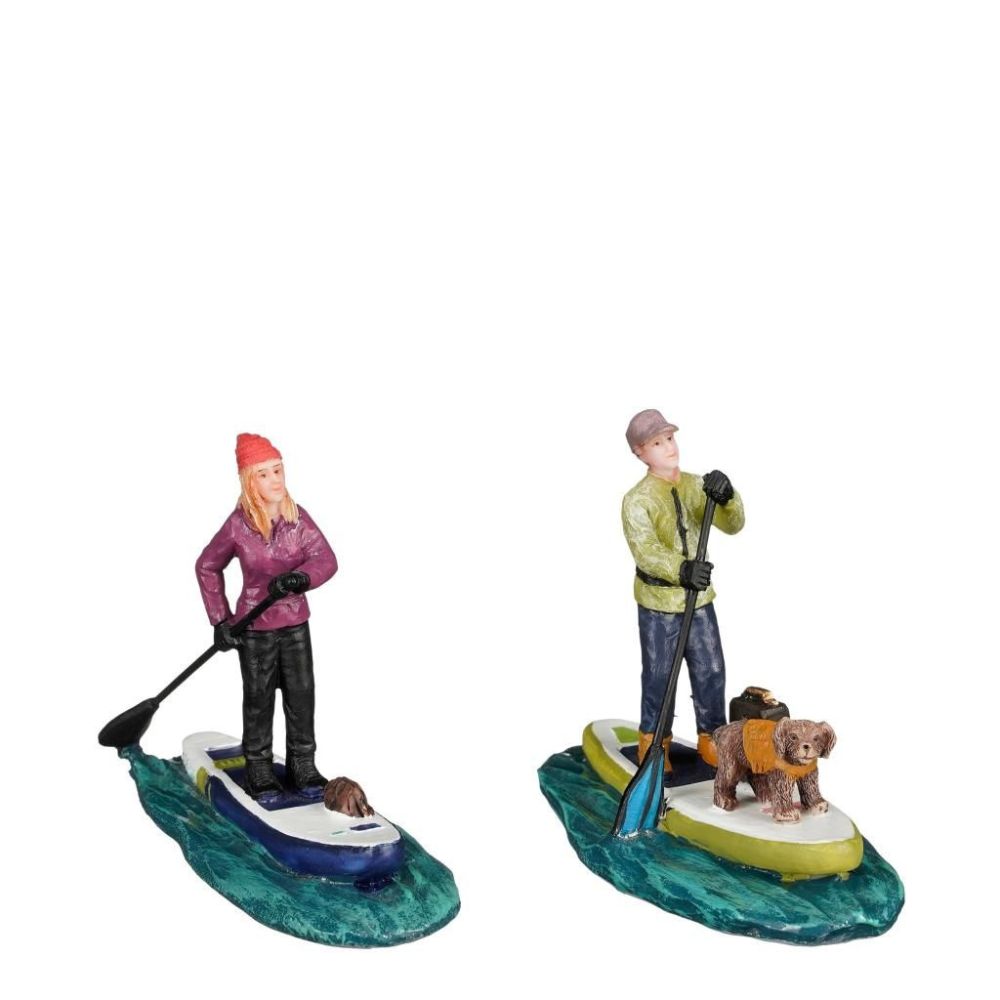 Luville Collectables 10cm Christmas Village Molendam Paddleboarding (2 Pieces)
