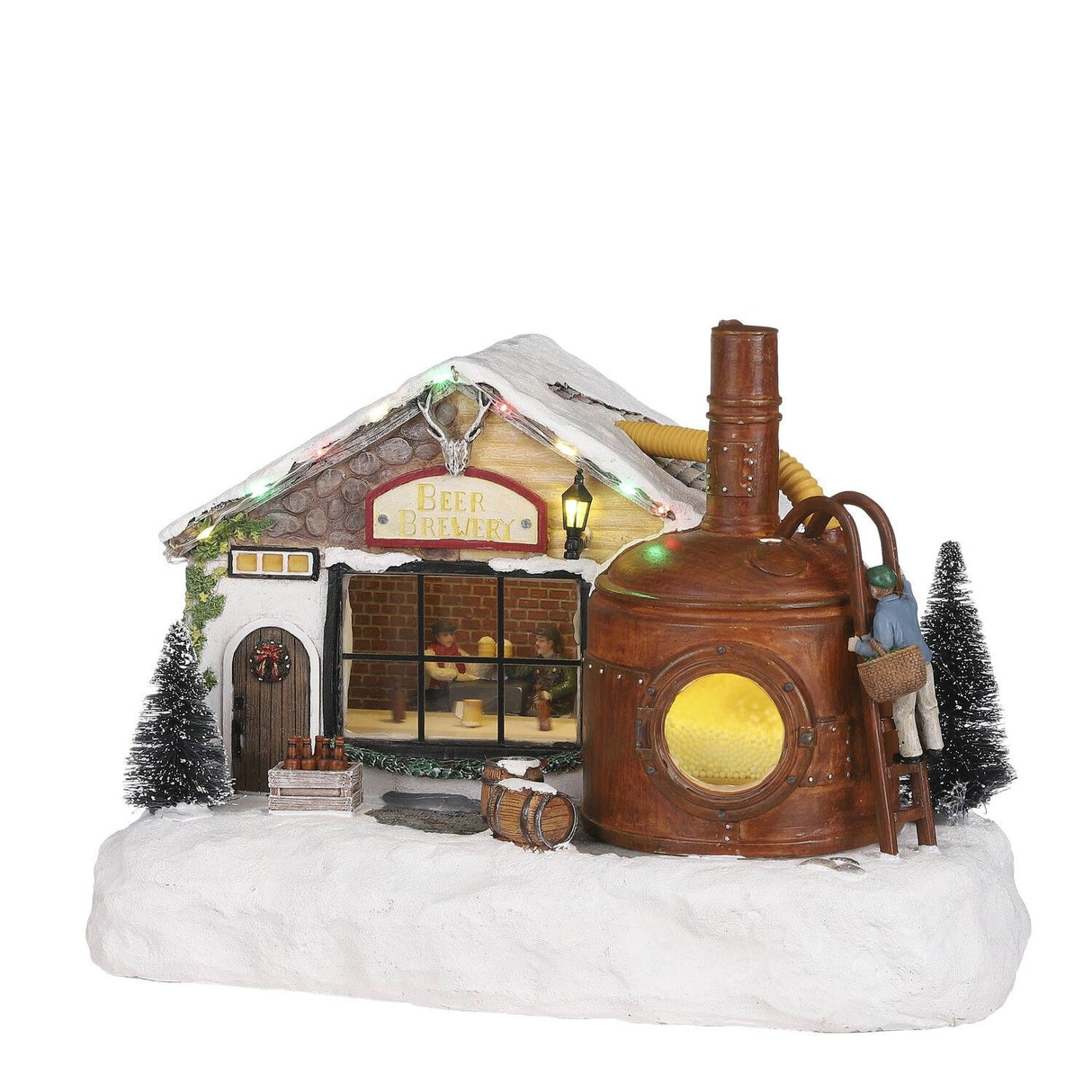 Luville Collectables 20cm Christmas Village Brewery - Battery Operated