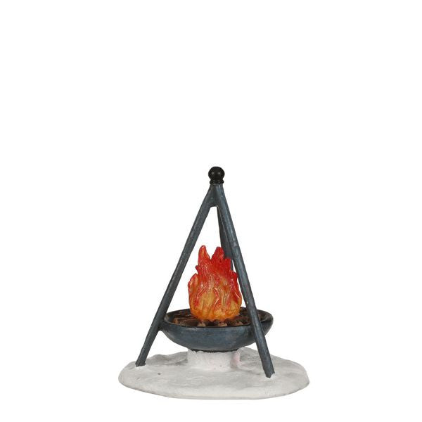Luville Collectables 8cm Christmas Village Fire Tipi Ornament - Battery Operated