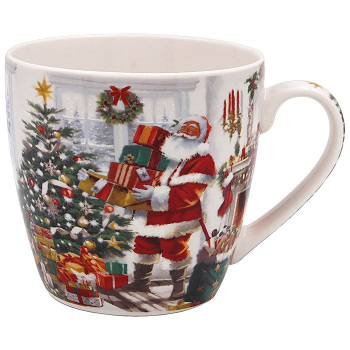 Macneil Traditional White Christmas Santa & Tree Breakfast Mug