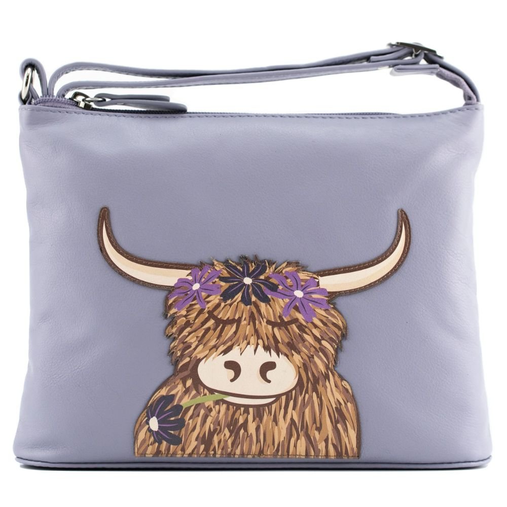 Mala Leather Bella Highland Cow Midi Crossbody Bag - Old Railway Line Garden Centre