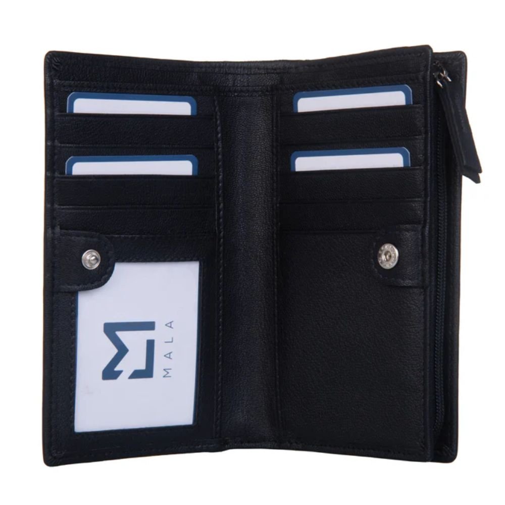 Mala Leather Black Juno Compact Purse - Old Railway Line Garden Centre