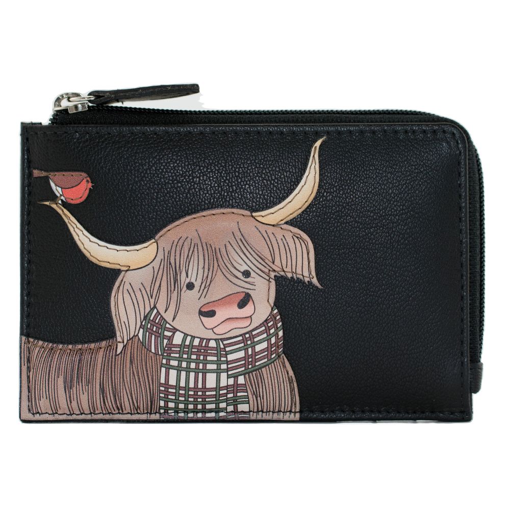 Mala Leather Callum The Cow Coin & Card Purse - Black