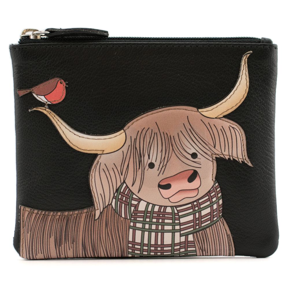 Mala Leather Callum The Cow Coin Purse - Black